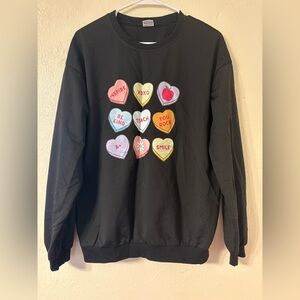 Black Heart Graphic Women's teacher Sweater Size M